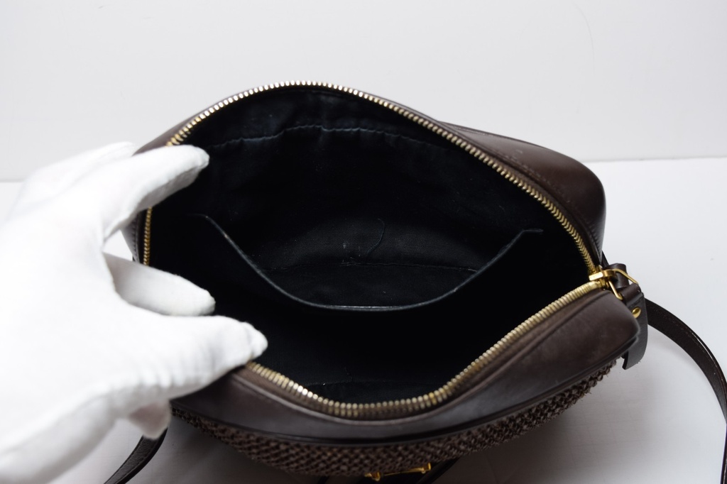 Saint Laurent Woven Raffia Camera Bag with a Tassle #1