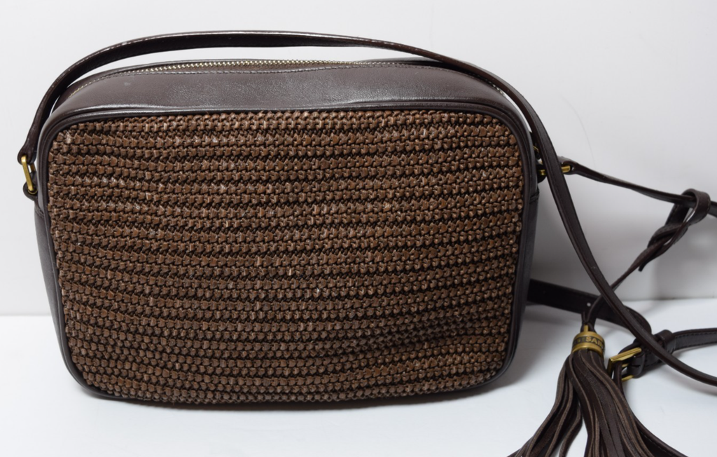 Saint Laurent Woven Raffia Camera Bag with a Tassle #3