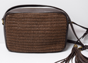 Saint Laurent Woven Raffia Camera Bag with a Tassle cost