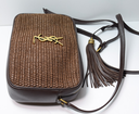 Saint Laurent Woven Raffia Camera Bag with a Tassle purchase