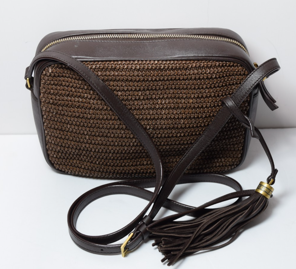 Saint Laurent Woven Raffia Camera Bag with a Tassle #8