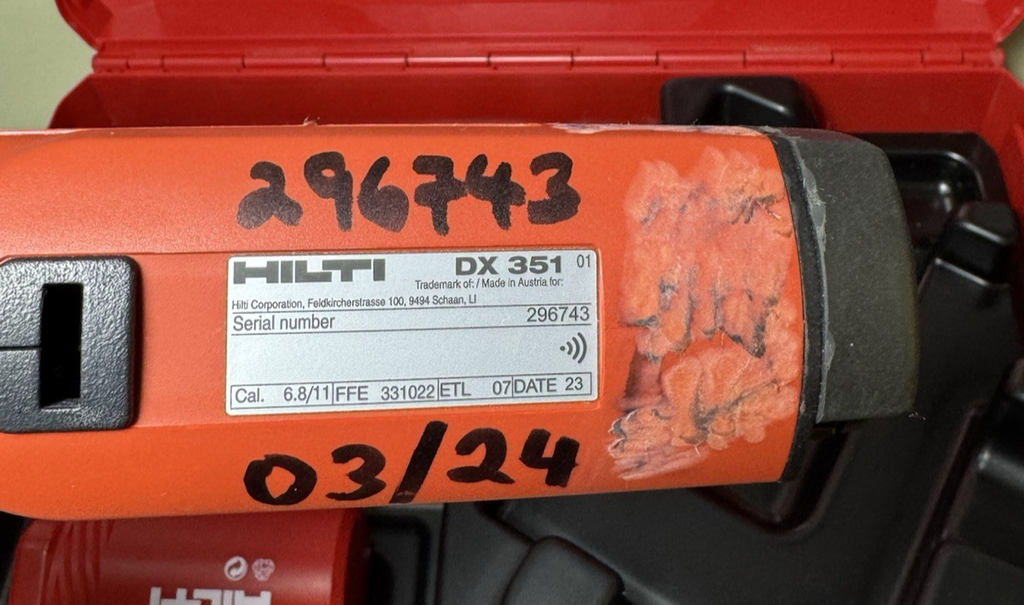 Hilti DX 351 Powder Actuated Tool W/ Hilti X-MX32 with Case #6