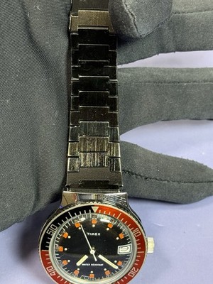 ⭐ Timex Vintage Marlin Diver Watch Coke Bezel Manual Wind Date Taiwan Runs #4