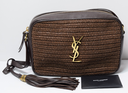 Saint Laurent Woven Raffia Camera Bag with a Tassle buy