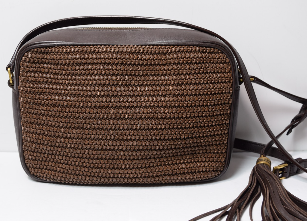 Saint Laurent Woven Raffia Camera Bag with a Tassle #4