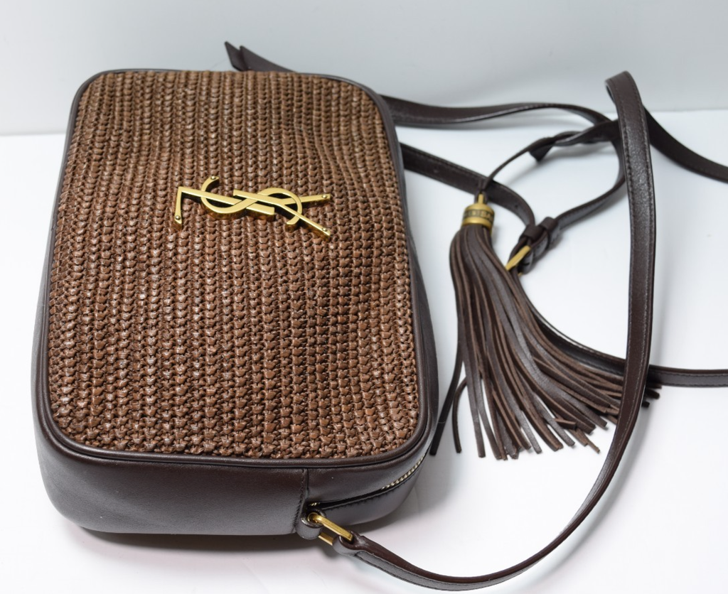 Saint Laurent Woven Raffia Camera Bag with a Tassle #5