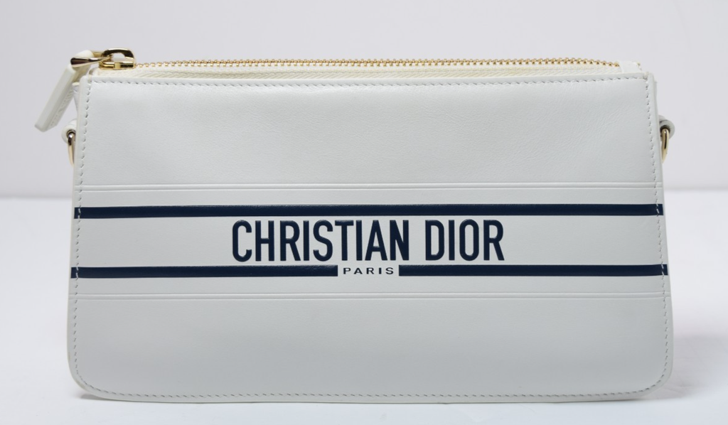 Christian Dior Vibe Pochette Clutch Bag White w/ Strap #2