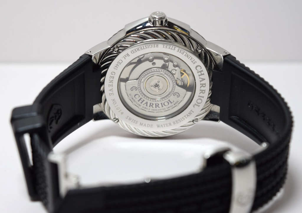 Charriol CE443Q-3062 Celtic Genève Men's 44mm Auto Watch Stainless Steel Rubber #6