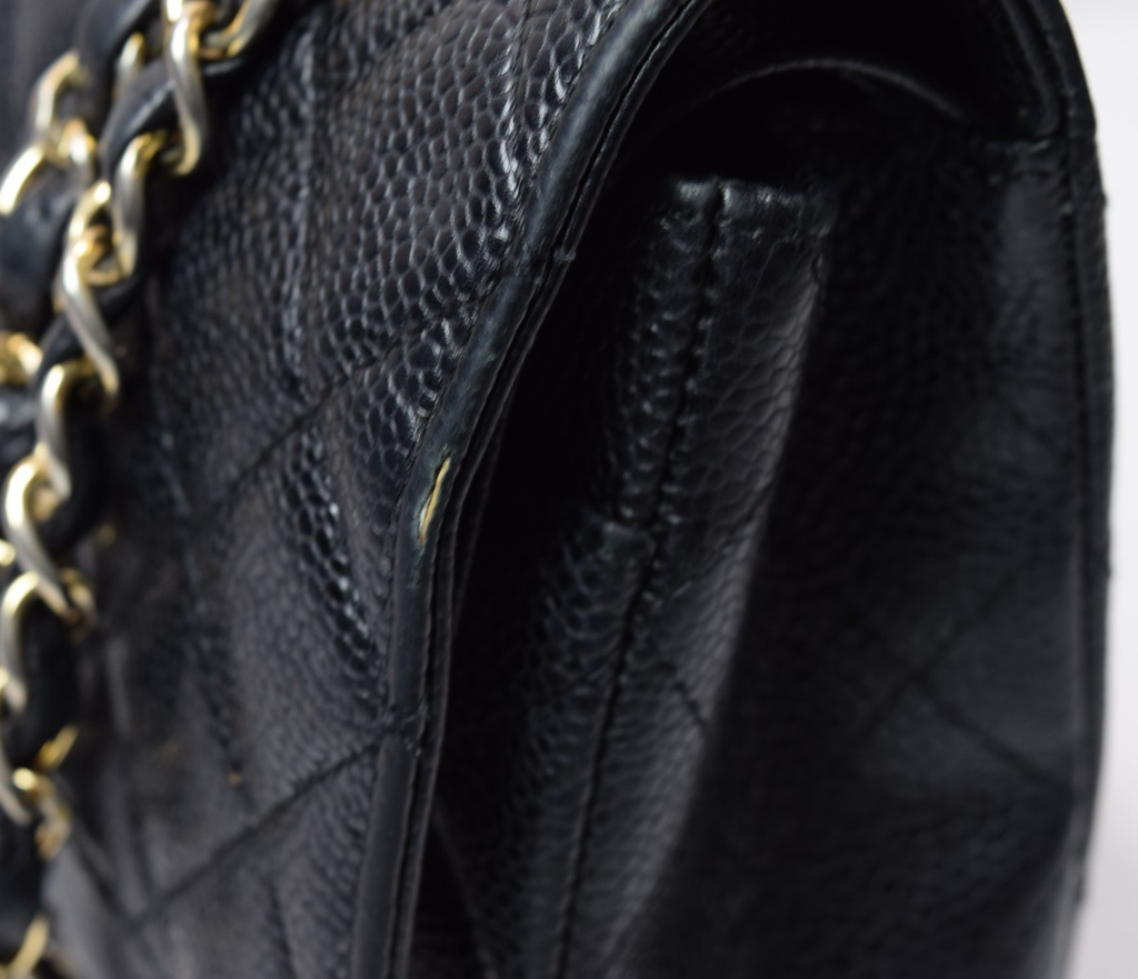 Chanel Classic Double Flap Bag Quilted Caviar Medium - Black - *Shows Wear* #5