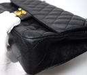 Chanel Classic Double Flap Bag Quilted Caviar Medium - Black - *Shows Wear* with delivery