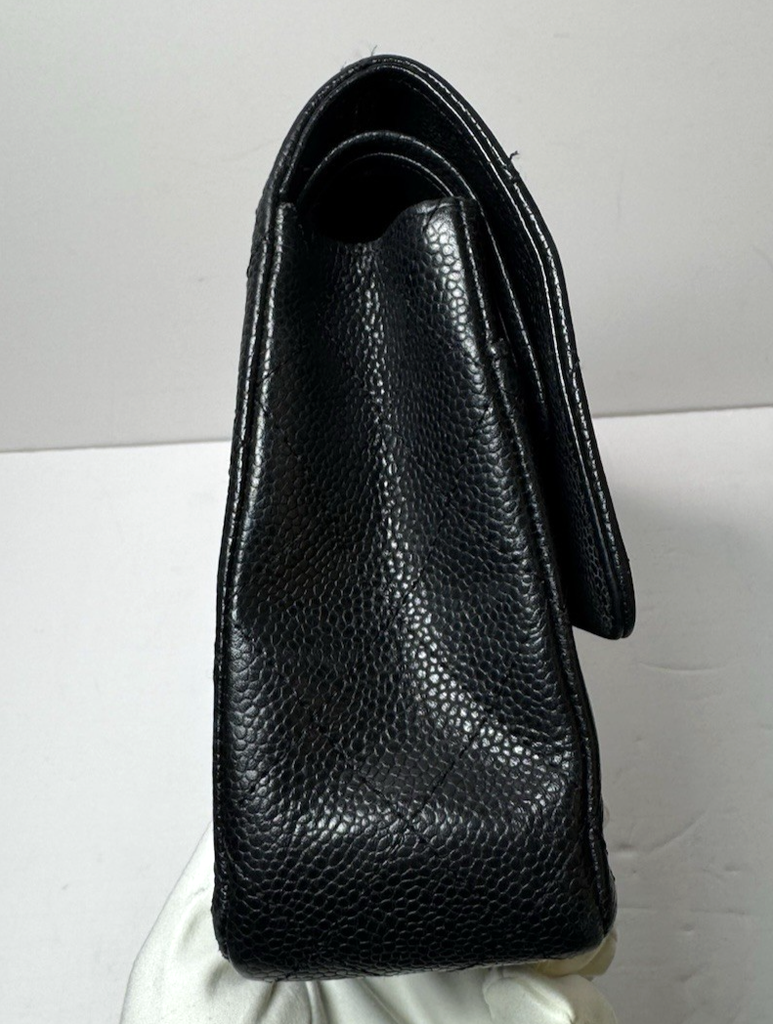 Chanel Classic Double Flap Bag Quilted Caviar Medium - Black - *Shows Wear* #11