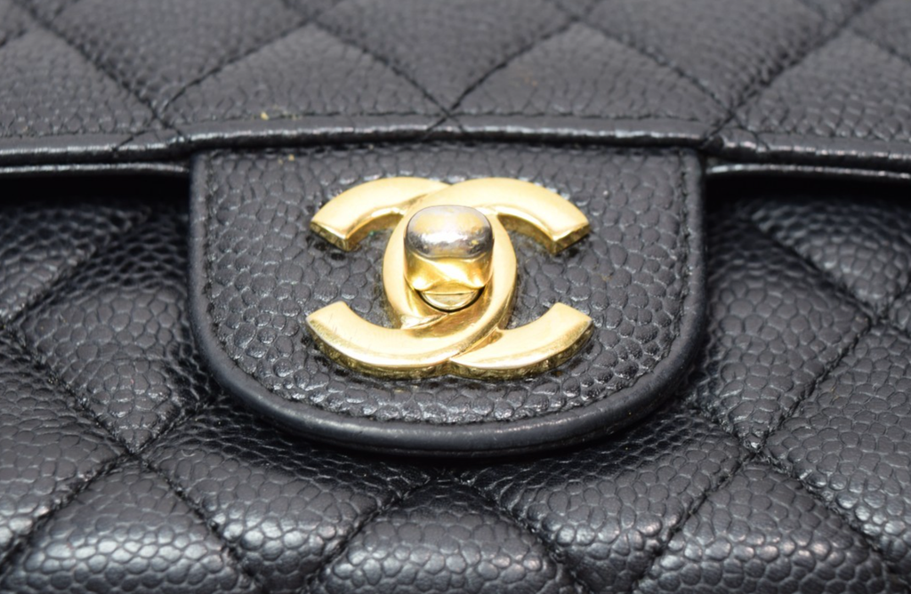 Chanel Classic Double Flap Bag Quilted Caviar Medium - Black - *Shows Wear* #13