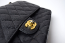 Chanel Classic Double Flap Bag Quilted Caviar Medium - Black - *Shows Wear* – photo-5