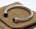David Yurman 7mm Cable Bracelet Sterling Silver Black Onyx & Diamond Ends purchase