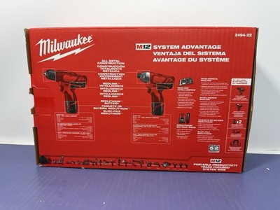 Cordless Drill Impact Driver Combo Kit with 2 Batteries Charger 12V 2494-20 #2