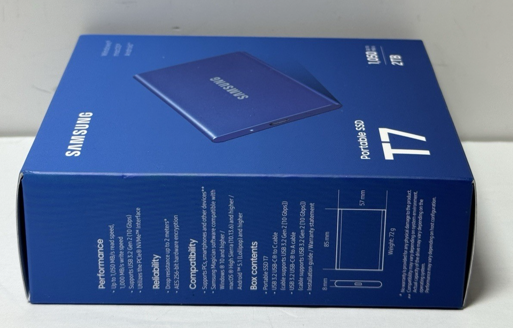 Samsung T7 2TB Portable External SSD - Blue (MU-PC2T0H/AM)-New Sealed #2