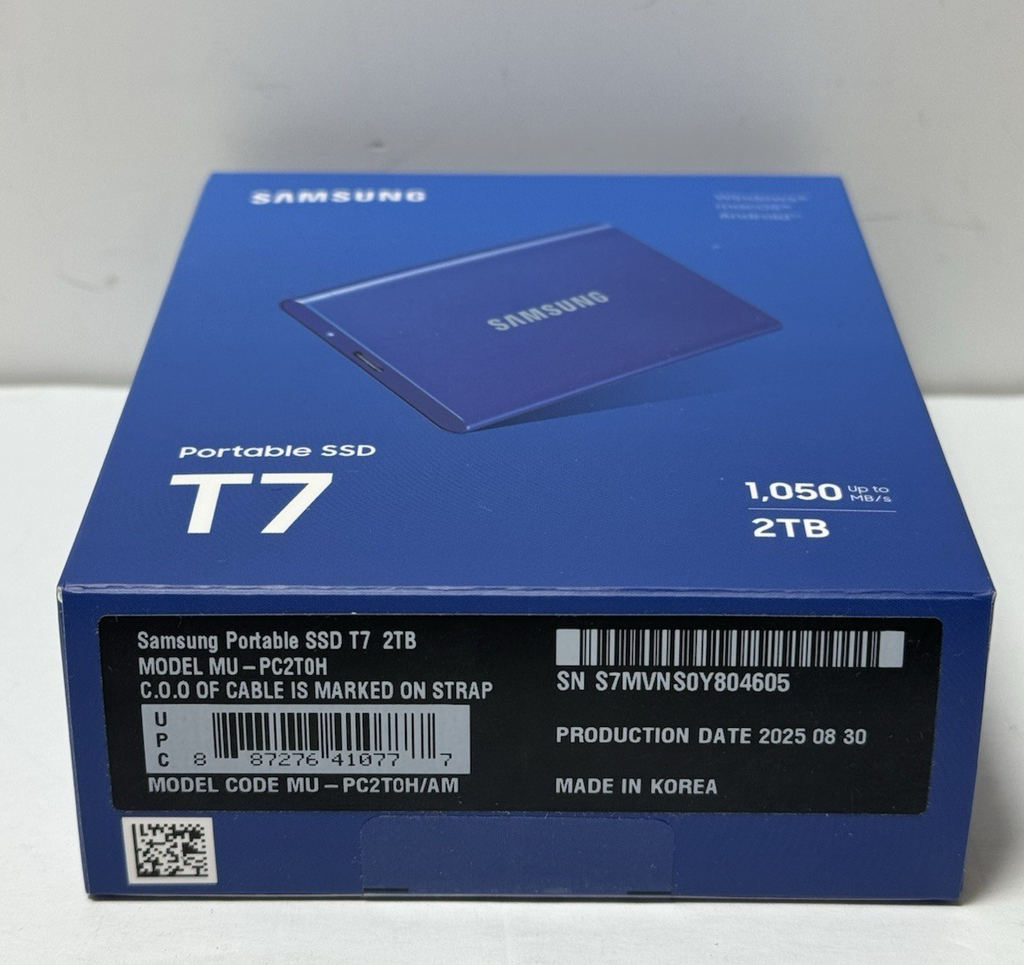 Samsung T7 2TB Portable External SSD - Blue (MU-PC2T0H/AM)-New Sealed #4