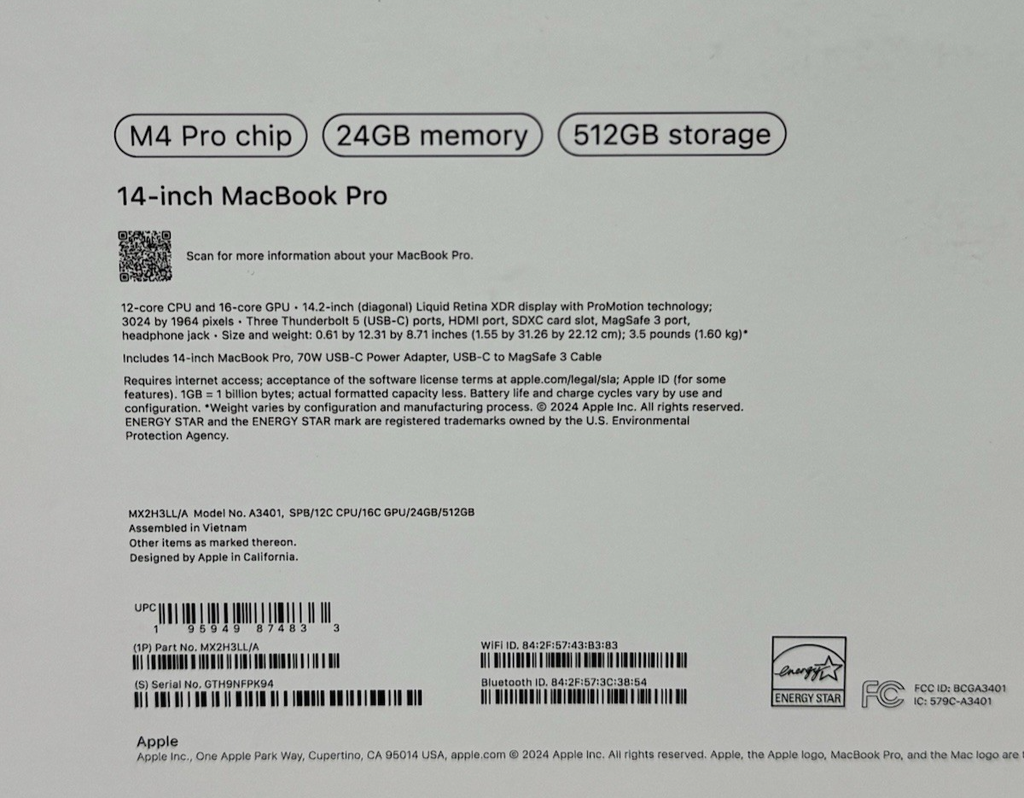 Apple MacBook Pro 14" M4 Pro 16 Core GPU 4.5GHz 24GB RAM 512GB SSD, 100% Battery #5