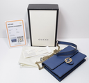 GUCCI Dollar Interlocking G Calfskin Leather Chain Wallet Crossbody Bag Blue – photo-1