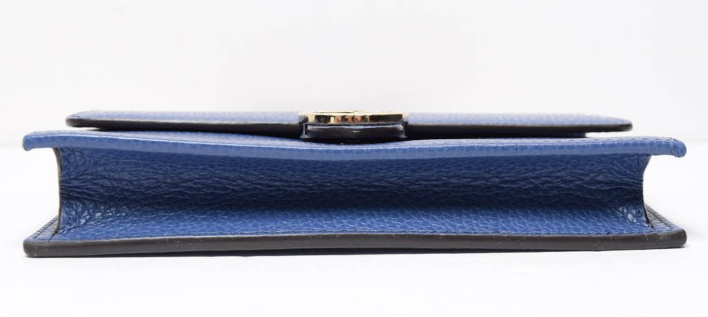 GUCCI Dollar Interlocking G Calfskin Leather Chain Wallet Crossbody Bag Blue #6