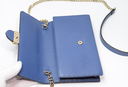 GUCCI Dollar Interlocking G Calfskin Leather Chain Wallet Crossbody Bag Blue in Boston