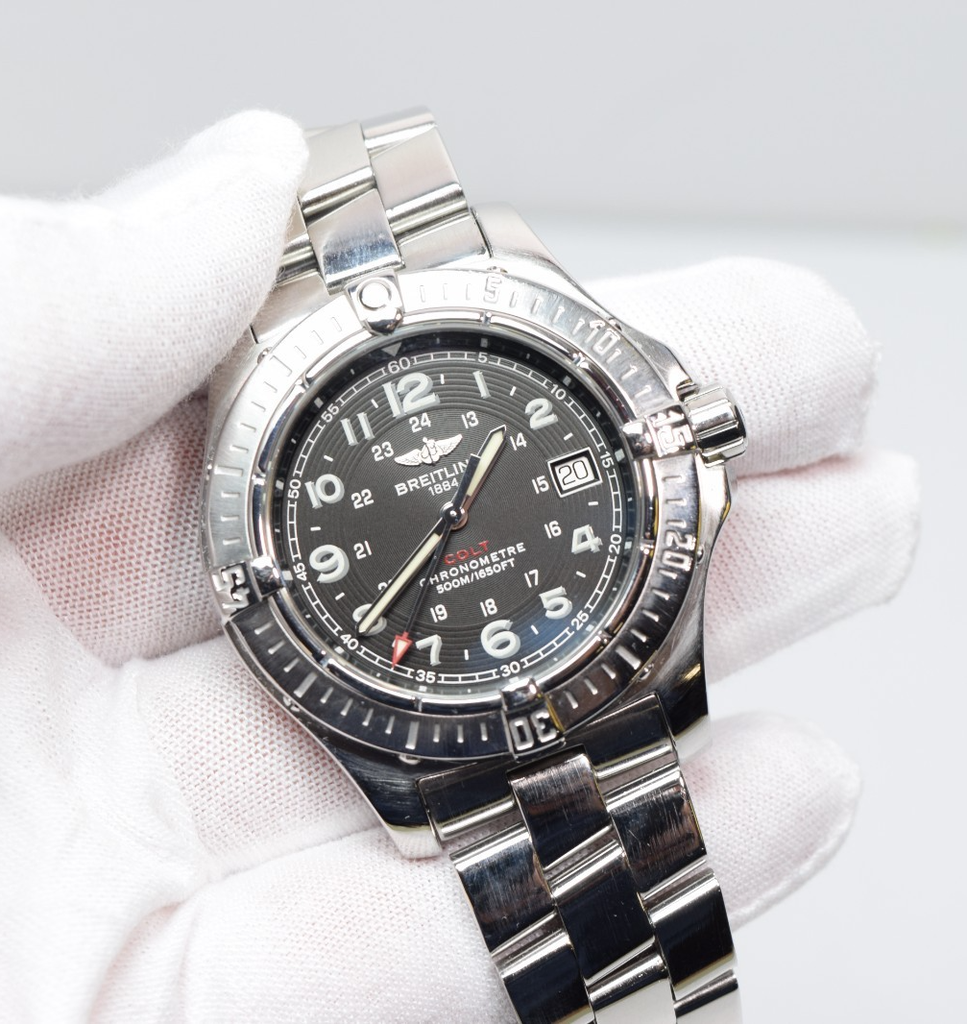 Breitling Colt Quartz A74380 Black Dial Aviation Numerals Chronometer + Service #2