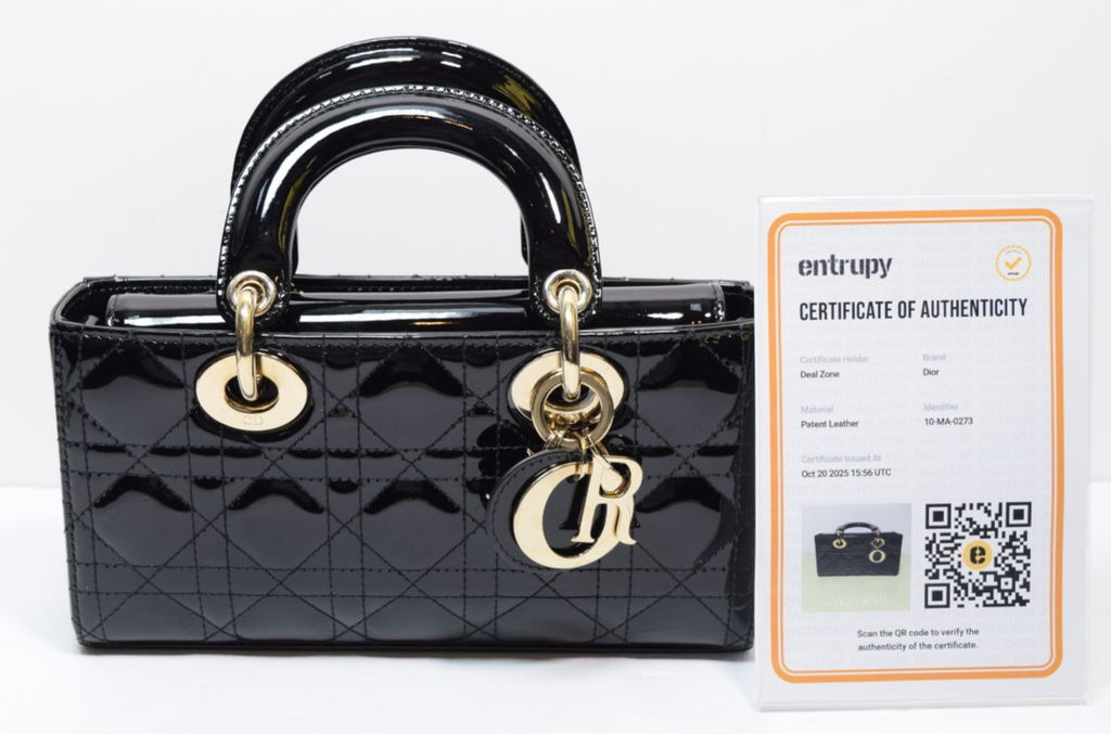 Christian Dior Lady D-Joy Bag Cannage Quilt Patent Small Black -No Strap #1