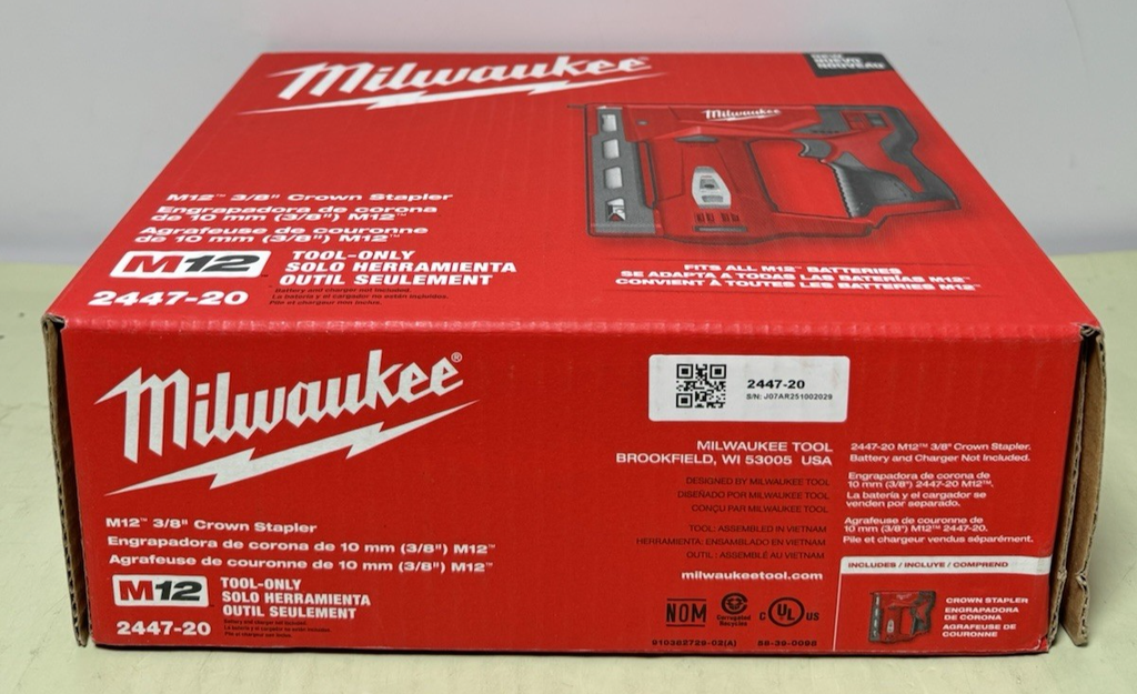 Milwaukee ‎2447-20 M12 12V Cordless 3/8” Crown Stapler Tool Only - New Sealed #3