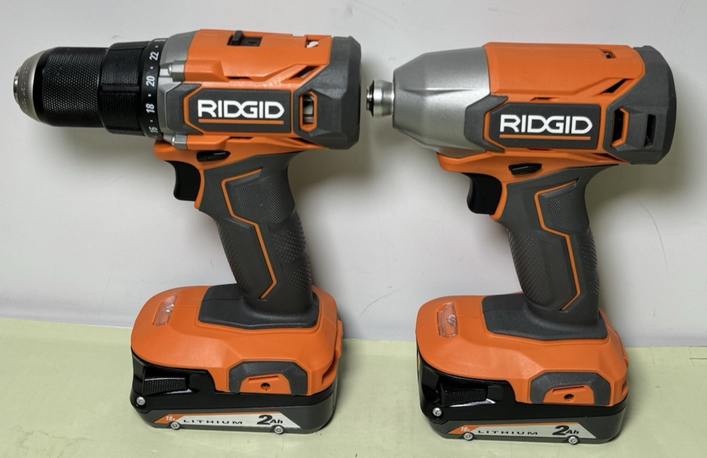 RIDGID Combo Set 18V R860010 DRILL 1/2"R860021 1/4" IMPACT DRIVER W/2 batt #1
