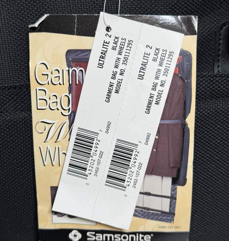 Samsonite Rolling Garment Bag w/ Wheels 42" Black Travel Suit Carry Case #11