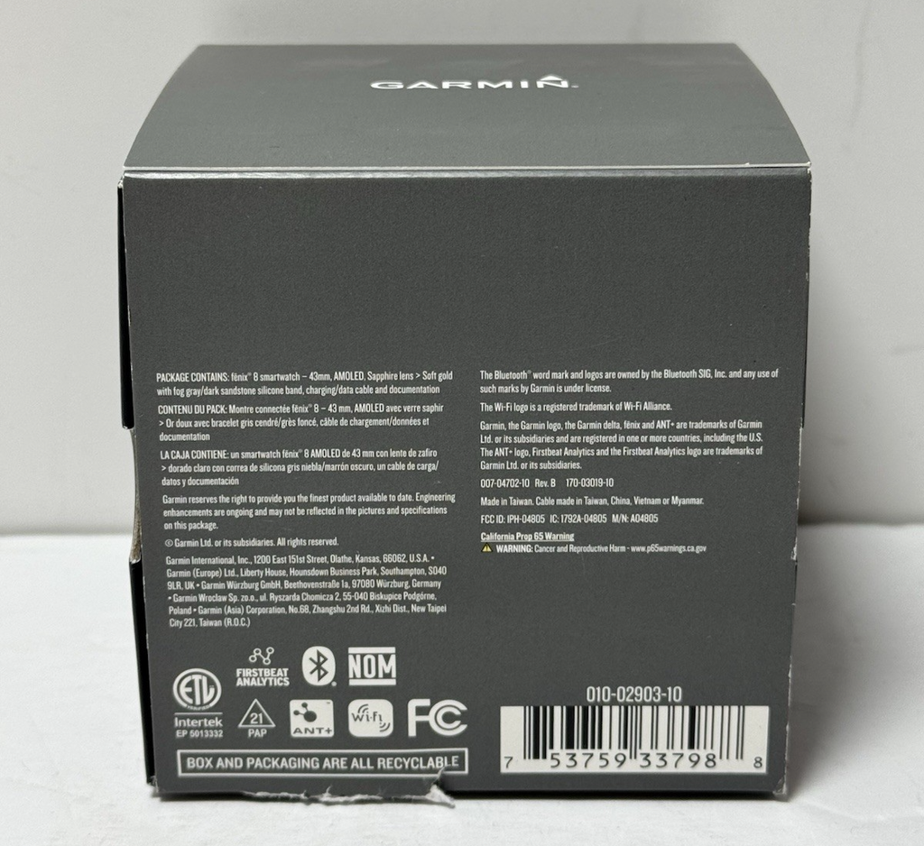Garmin fenix 8 43mm Sapphire AMOLED GPS Smartwatch Soft Gold-Open Box #1