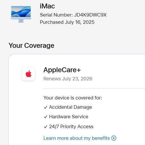 Apple iMac 24” 2024 M4 10-Core CPU/ 10-Core GPU, 24GB RAM, 1TB SSD, AppleCare #10