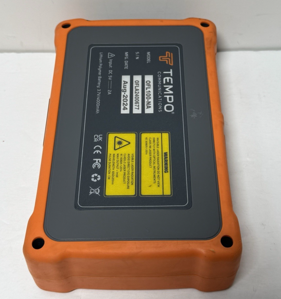 Tempo Communications OFL100-NA OTDR Fiber Tester + AFL VFI4+Cables & Bags-Lot #4