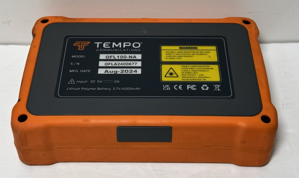 Tempo Communications OFL100-NA OTDR Fiber Tester + AFL VFI4+Cables & Bags-Lot #6