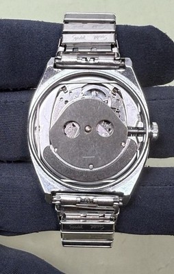 Vintage Timex Automatic 1983 E-Line 34mm Silver Dial w/ Speidel Bracelet Works #5