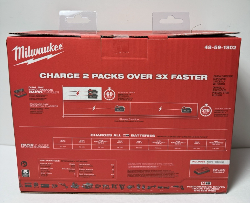 Milwaukee 48-59-1802 M18 18-Volt Lithium Dual Bay Simultaneous Rapid Charger #1