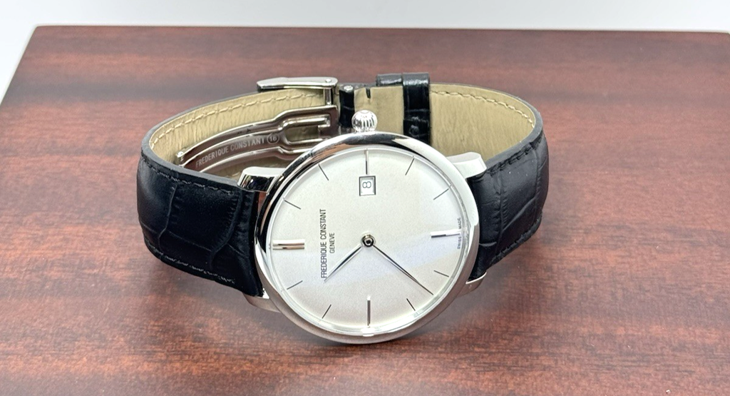 Frederique Constant Slimline Automatic FC-306S4S6 Mens Silver Dial Black Slim #3