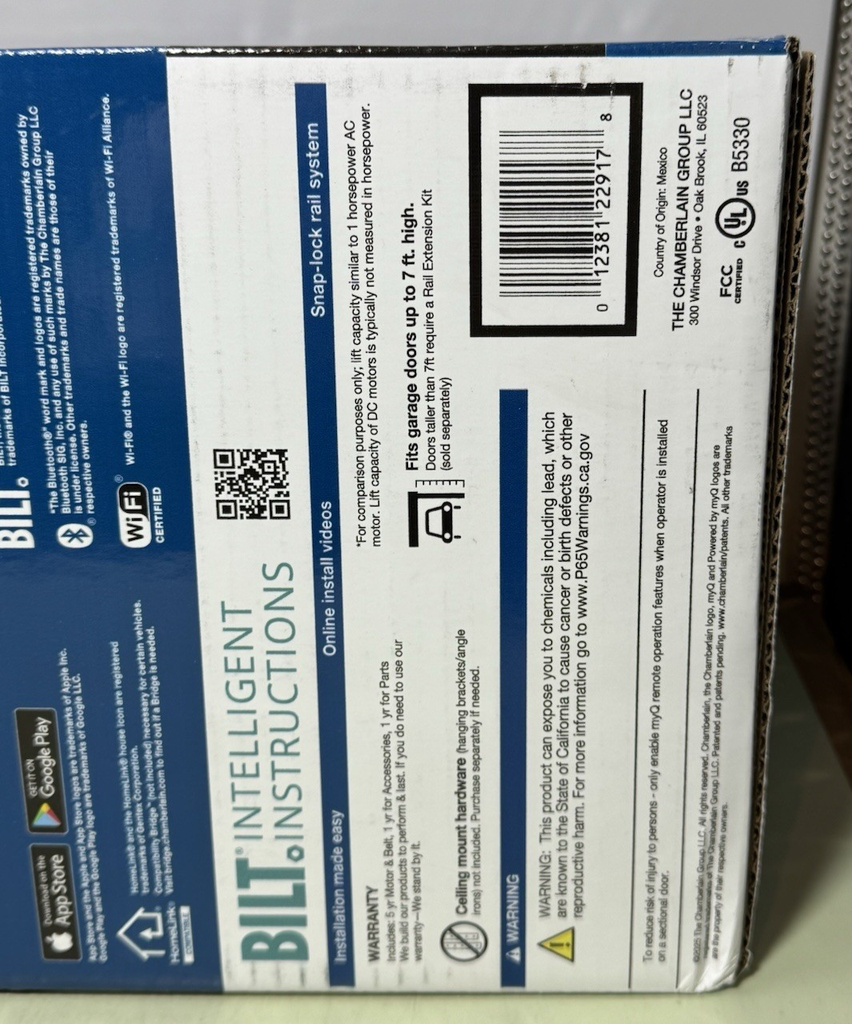 Chamberlain 1 HP Smart Belt Drive Garage Door Opener with Battery Backup -B5330 #4