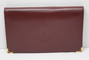 Cartier Long Folding Wallet Burgundy Leather  "Double C" Logo used
