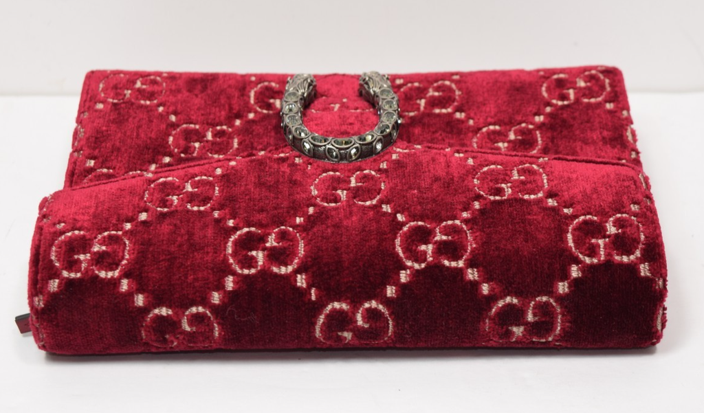 Gucci Dionysus Velvet GG Monogram Chain Wallet Red #8