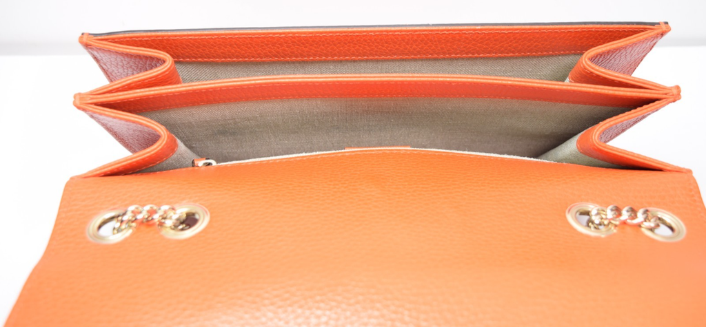 Gucci Leather Interlocking G Medium Shoulder Bag in the color Sun Orange #8