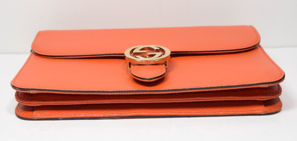 Gucci Leather Interlocking G Medium Shoulder Bag in the color Sun Orange #12