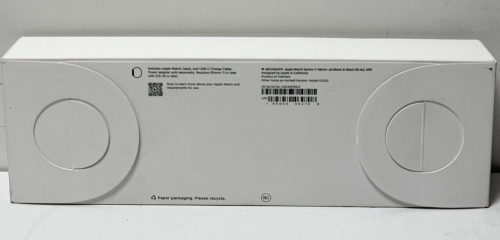 Apple Watch Series 11 46mm GPS Jet Black Case w Black Sport Band M/L MEUX4LW/A #1