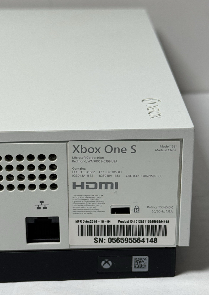Xbox One S 1TB Console 1681 White w/controller, power cable, HDMI - Tested #8