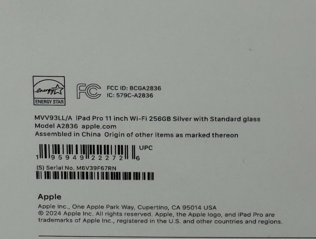 Apple 11" iPad Pro M4 for Apple Intelligence Wi-Fi 256GB Silver-Open Box #4