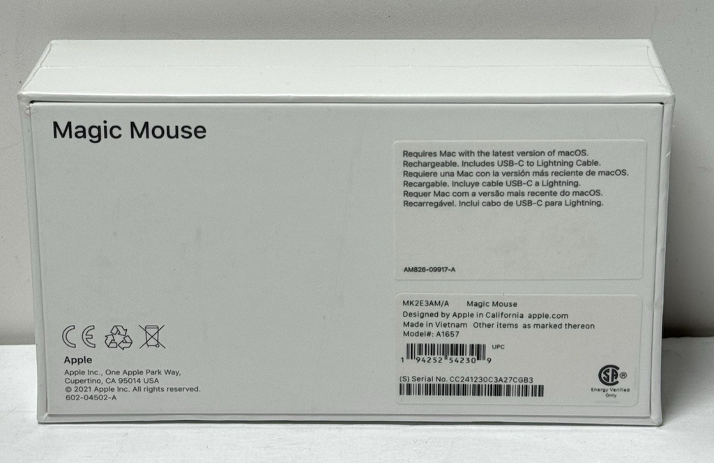 Apple A1657 Magic Mouse 2 Silver USB-C TO Lightning - New Sealed #1