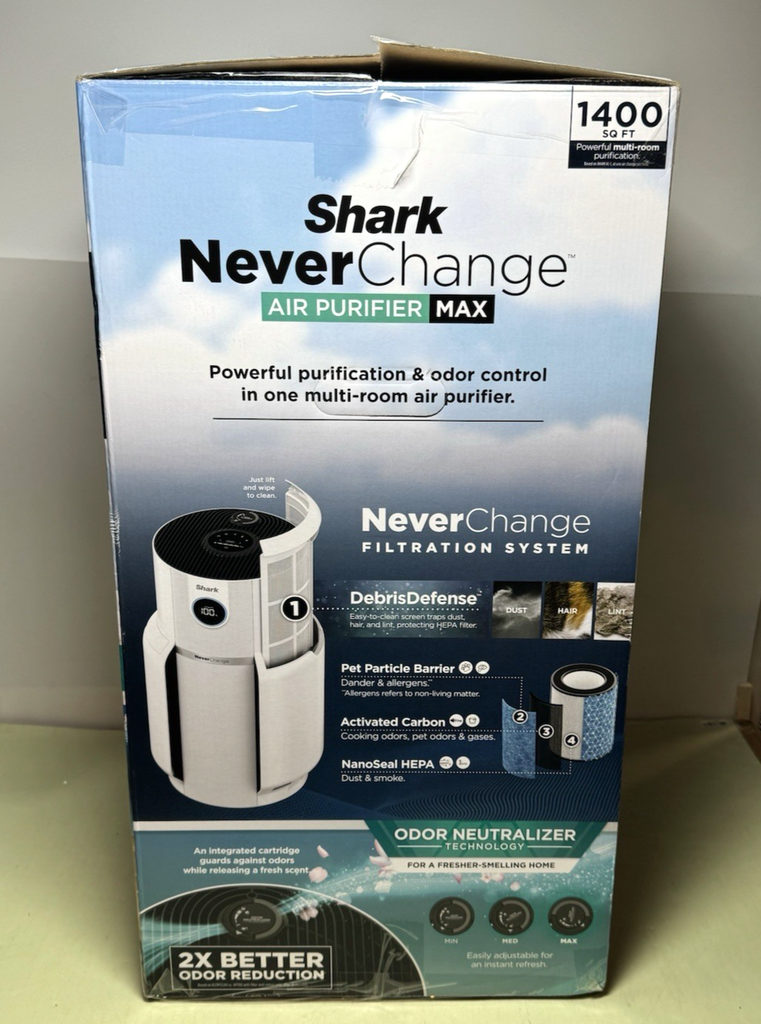 Shark NeverChange Air Purifier MAX HP302 5 Year Filter 1400 sq Ft-Open Box #1