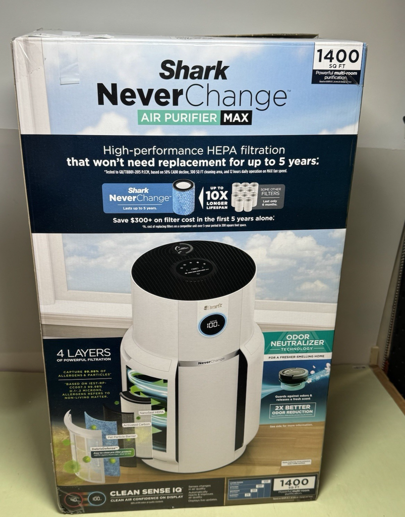 Shark NeverChange Air Purifier MAX HP302 5 Year Filter 1400 sq Ft-Open Box #2