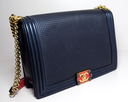 Chanel Boy Flap Bag Cube Embossed Lambskin Large - Blue price