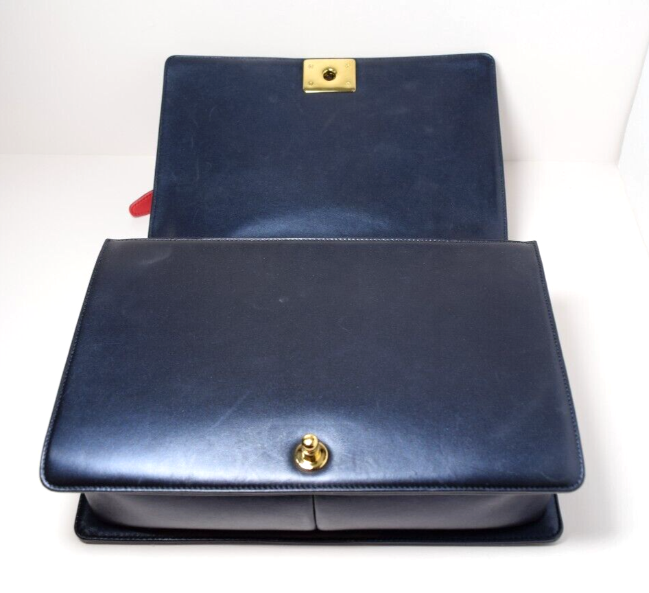 Chanel Boy Flap Bag Cube Embossed Lambskin Large - Blue #11